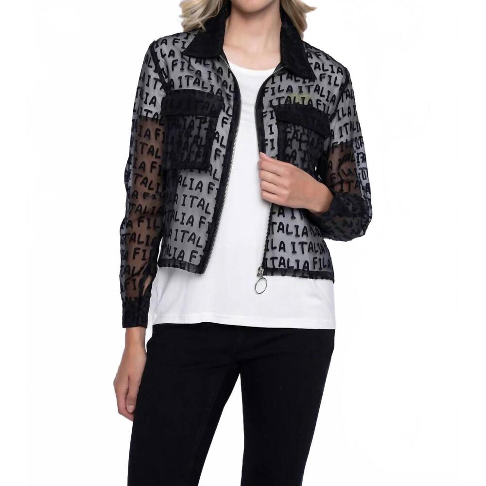 NEW PICADILLY zip-front cropped embellished jacket in black